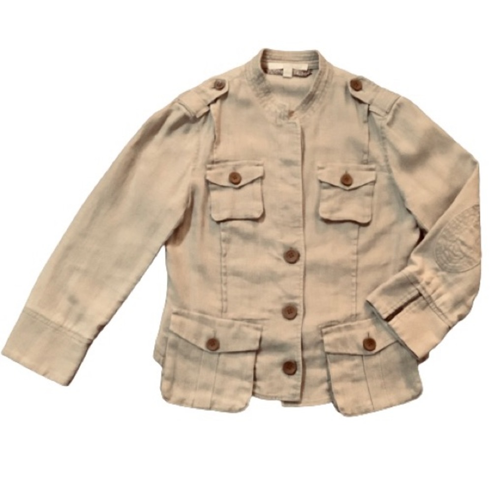 Banana Republic Heritage Tan Jacket 100% Flax Size 4
